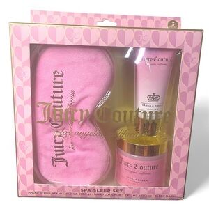 Juicy Couture Spa Sleep Gift Set Pink Gold Mask Vanilla Scrub Lotion JC NEW NIB